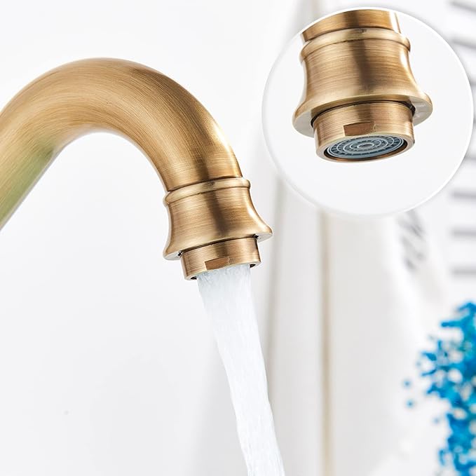 Vintage Bathroom Faucet, 360° Swivel Sink, Cold Hot Mixer Vanity Tap, Single Handle High, Gold(Chrome)