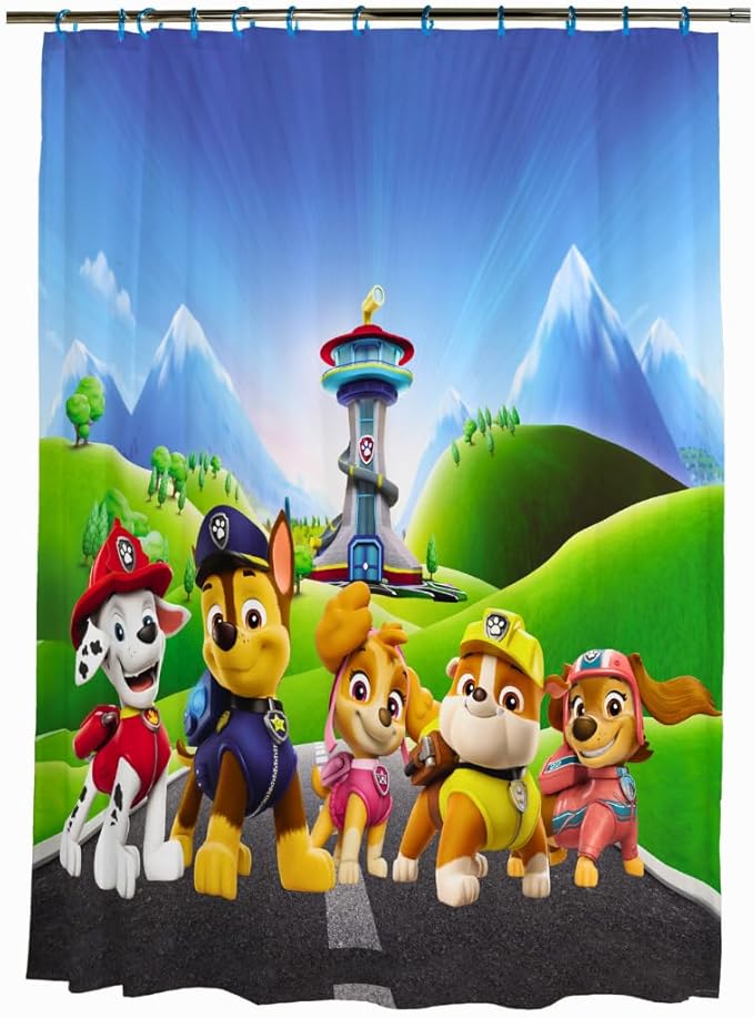 Nickelodeon Paw Patrol 13-Piece Shower Curtain Set, 72 x 72 Inch Fabric Curtain with Hooks, Bathroom Decor, Machine Washable, (100% Officially Licensed Product) by Franco Collectibles
