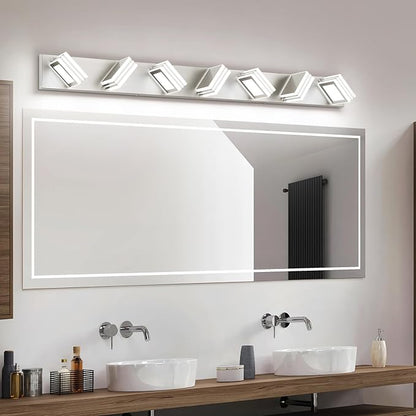 SOLFART LED Modern Vanity Lights Fixtures - 7 Lights Acrylic Brushed Nickel Modern Bathroom Wall Light Over Mirror 46inch