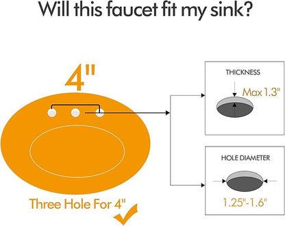 Bathroom Sink Faucet FRANSITON 4 Inch Faucet 2 Handle Bathroom Sink Faucets Lead-Free Matte Black Bath Sinks Faucets with Pop-up Drain Stopper and Supply Hoses