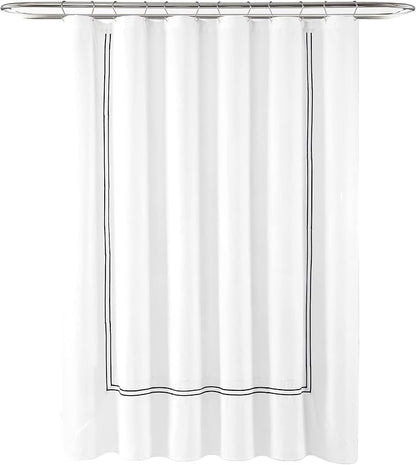 Lush Decor Hotel Collection Shower Curtain Single 72" W x 72" L White & Black - White Shower Curtains for Bathroom - Bathroom Curtain - Modern Decor