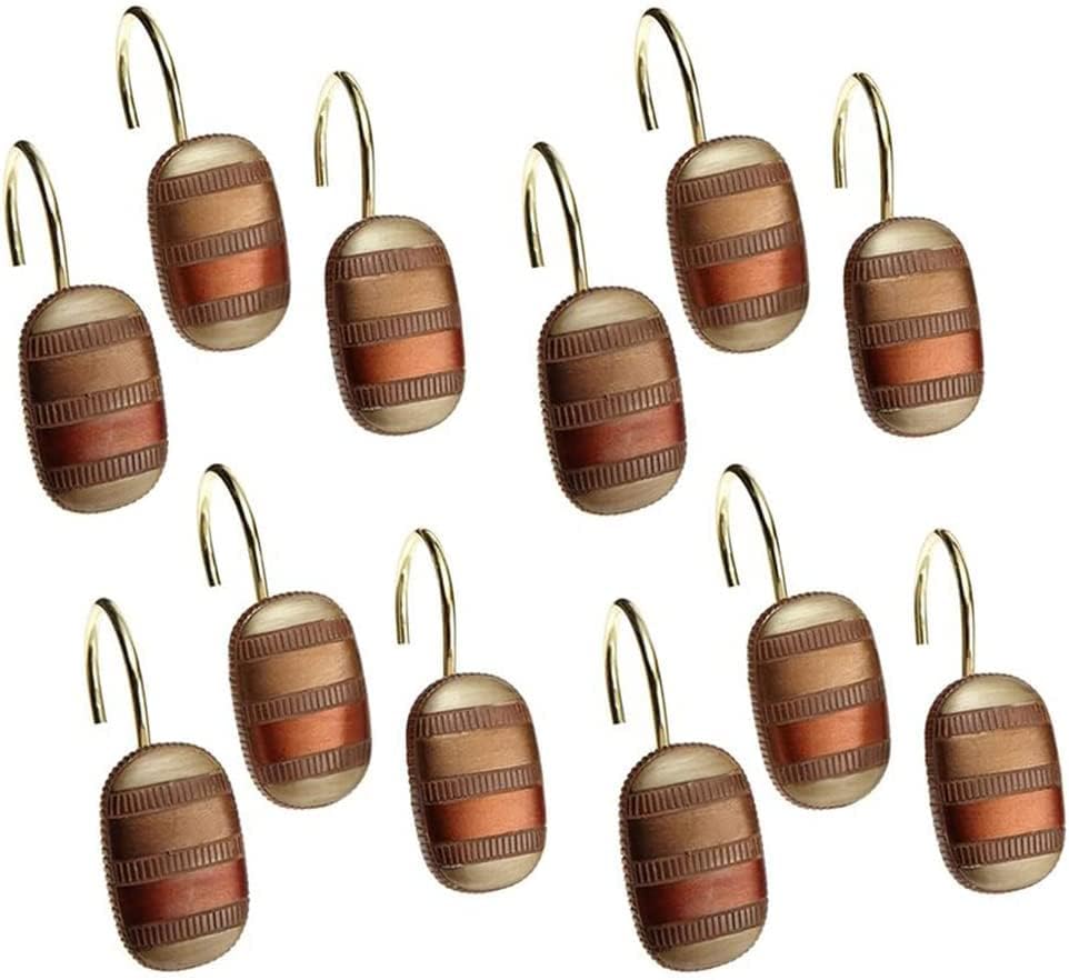 Zahari Home Contempo Shower Hooks Set - Rust-Proof Curtain Rings with Unique Design - 12 Resin Hooks for Customizing Your Shower Space