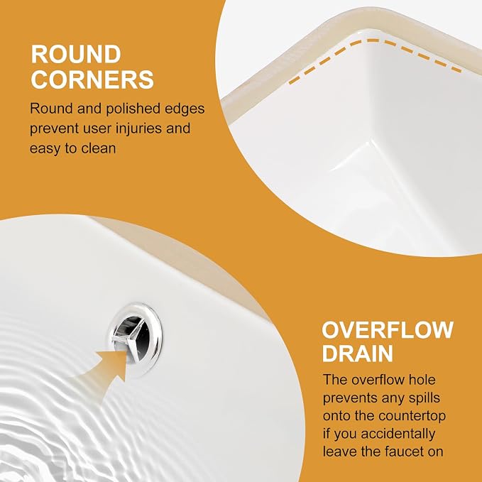 Mocoloo Undermount Bathroom Sink 20" x 14" Rectangle White Ceramic Bathroom Sink 8 Inch with Vertical Sides and Overflow Drain Porcelain Rectangular Undermount Vanity Sinks Interior Size 18 x 11