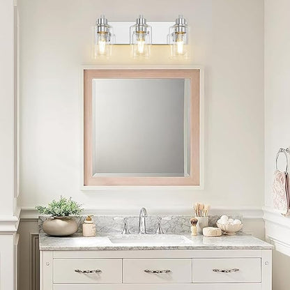 Chrome Bathroom Light Fixtures, Bathroom Vanity Light Fixtures, Chrome Vanity Lamp with Clear Glass (Chrome & Clear Glass)