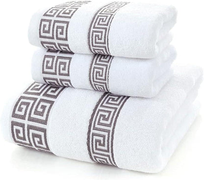 Highly Absorbent Embroidered Bath Towel Set of 3, 100% Cotton Bath Towels