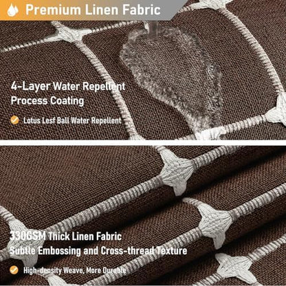 BTTN 72x78 Boho Farmhouse Linen Heavy Duty Fabric Shower Curtain Set, Brown