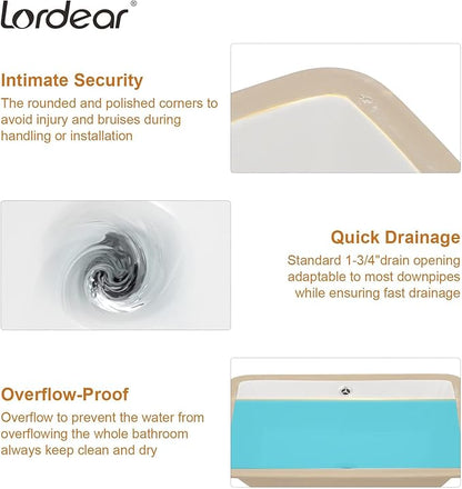 Lordear Undermount Bathroom Sink 20x15 Inch Bathroom Vanity Sink Undermount Rectangle White Porcelain Ceramic Bathroom Under Counter Lavatory Vanity Sink Basin with Overflow