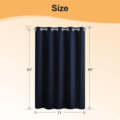 River Dream Cotton Blend No Hook Shower Curtain with Liner, Navy, 71x86 | Extra Long, with Snap in Liner, Heavyweight Waffle Fabric, Hotel Grade for Bathroom, Water Repellent, Corner Magnets