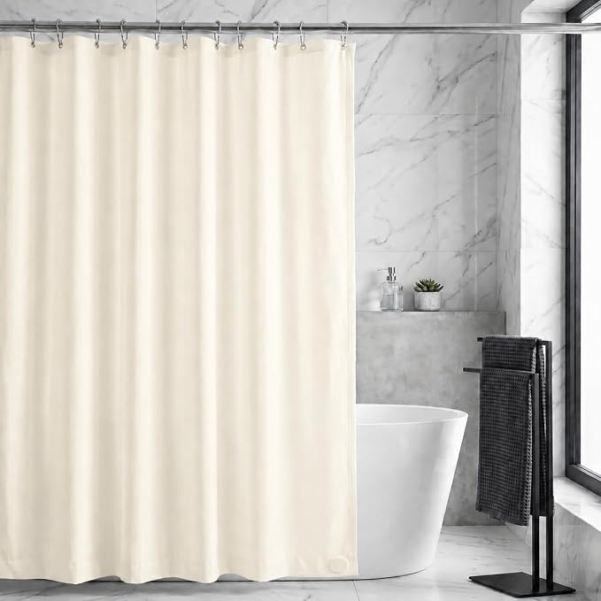 Waterproof Fabric Shower Curtain Liner, TPU Coated, PEVA-Free & Odorless, Hotel Quality, 3 Magnets, Rust-Proof Metal Grommets, Machine Washable, Cream, 72x84 Inch