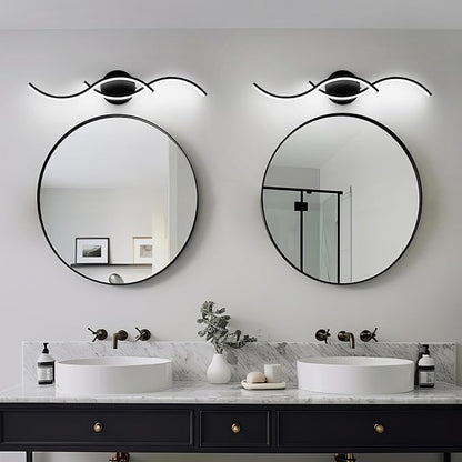 Black Curved Curved 5CCT Bathroom Vanity Light Fixture Over Mirror, 23.62 inch Modern LED Wall Lamp Dimmable Bathroom Light Fixture Modern Wall Sconces