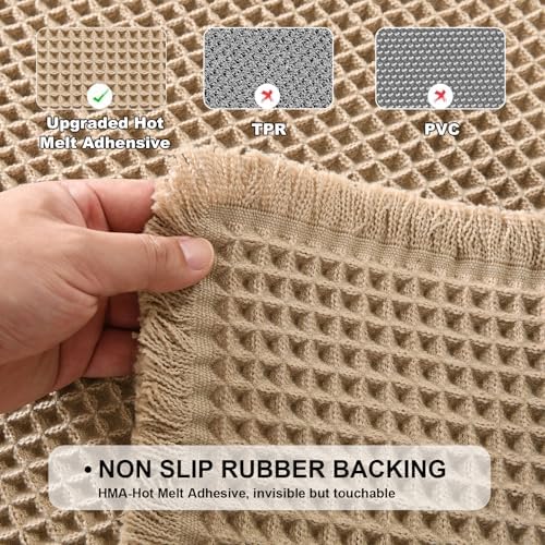 JIUZHEN Waffle Bath Mat Absorbent Bathroom Rugs Non Slip Waffle Rug Washable Boho Mats for Bathroom Quick Dry Farmhouse Bath Mats, Ultra Soft & Durable, 20" x 32", Brown
