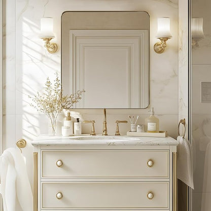 Gold Bathroom Mirrors for Over Sink, 36x40 Inch Brushed Gold Wall Mirror, Rectangular Metal Framed Vanity Mirror -Modern Clean Design with Superior Stainless Steel Frame