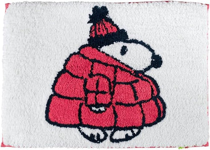 Collectibles Peanuts Snoopy Puffer Coat Holiday & Christmas Non Slip Plush Poly Knit Bathroom Mat Rug, 17x24, (Officially Licensed Product) By Franco