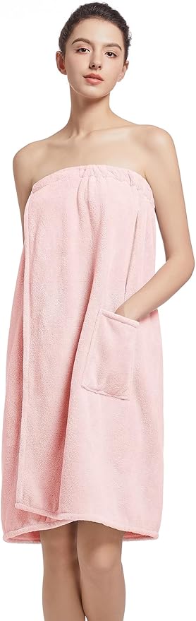 Women'S Soft Wrap Towel Full Length，Bath Robe After Shower Female Plush Long，Spa Bathrobes Lightweight With Pockets