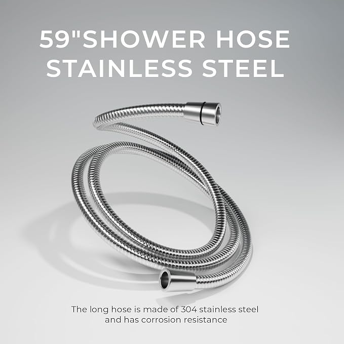 Chrome Rain Shower Head with Handheld Shower Head, 5 Spray Modes | High-Pressure Dual Shower Combo, Multi-Spray Handheld, 15-Inch Metal Extension Arm, Detachable Design for Easy, Flexible Use