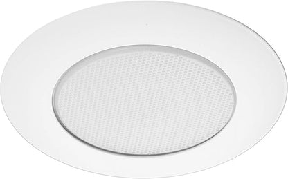 NICOR Lighting 6 inch White Lexan Flat Albalite Shower Trim with Plastic Trim Ring and Albalite Lens (17575)