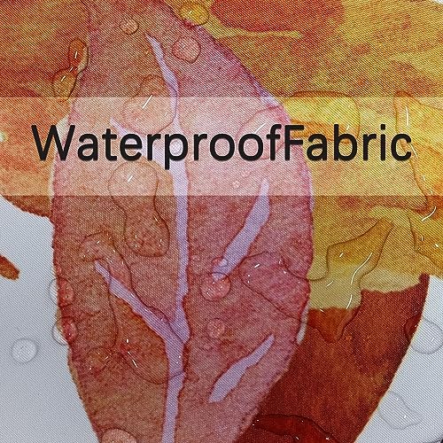 Fall Pumpkin Shower Curtains for Bathroom, Thanksgiving Teal Eucalyptus Leaves Watercolor Pumpkins Farmhouse Rustic Vintage Boho Bathroom Decor Set, Waterproof Fabric Polyester with Hooks 72x78 White