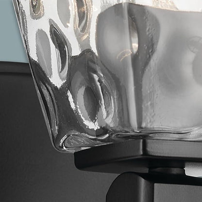 Kichler Marant 5" 1-Light Wall Sconce with Clear Water Glass in Black, for Bathroom, Powder Room, Hallways, (5" W x 9.5" H), 55214BKWTR