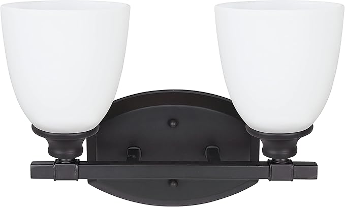 Aspen Creative 62211, Two Metal Bathroom Vanity Wall Light Fixture, 14" Wide, Transitional Design in Oil Rubbed Bronze