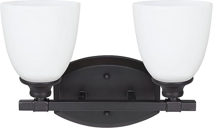 Aspen Creative 62211, Two Metal Bathroom Vanity Wall Light Fixture, 14" Wide, Transitional Design in Oil Rubbed Bronze