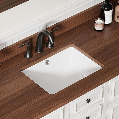 16 Inch Small Rectangle Undermount Bathroom Sink Vessel Sink Lavatory Ceramic White Vanity Top Sink with Overflow (15.7"X11.8")