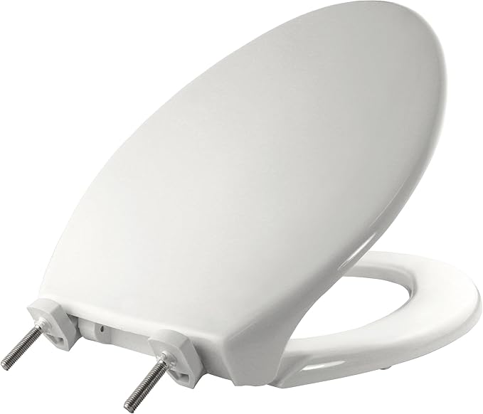 BEMIS 7800TDG Commercial Closed Front Plastic Toilet Seat, Heavy Duty Industrial Seat with Lid, Secure Installation for Long Lasting Hospitality Use, Elongated, White