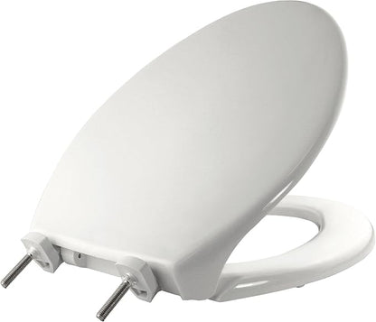 BEMIS 7800TDG Commercial Closed Front Plastic Toilet Seat, Heavy Duty Industrial Seat with Lid, Secure Installation for Long Lasting Hospitality Use, Elongated, White