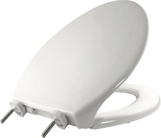 BEMIS 7800TDG Commercial Closed Front Plastic Toilet Seat, Heavy Duty Industrial Seat with Lid, Secure Installation for Long Lasting Hospitality Use, Elongated, White