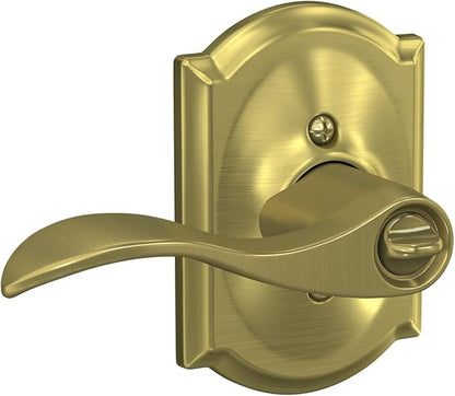 SCHLAGE Accent Lever with Camelot Trim Keyed Entry Lock in Satin Brass - F51A ACC 608 CAM