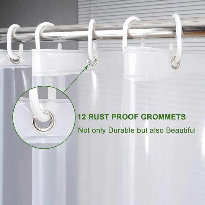 AooHome Eva Clear 48x72 Inches Shower Curtain Liner, See Through Clear 8G Bathroom Shower Curtain, Narrow Shower Liner, Heavy Duty, Water Repellent, Rust Proof Grommets