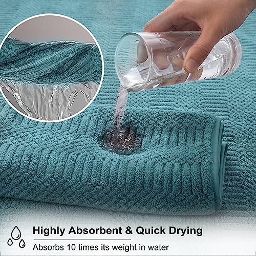 8 Pcs Turquoise Oversized Bath Towel Set-2 Extra Large Bath Sheets,2 Hand Towels,4 Washcloths Soft Bathroom Towels Highly Absorbent Quick Dry Beach Chair Towels Woven Towels for Hotel and Spa