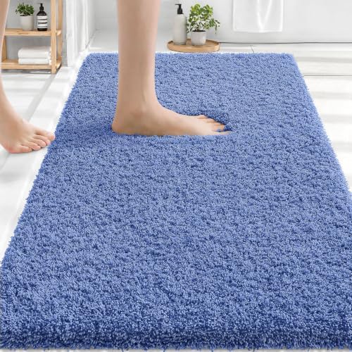 OLANLY Microfiber Bathroom Rugs 30x20, Ultra Soft Bath Mat, Cornflower Blue