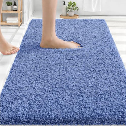 OLANLY Microfiber Bathroom Rugs 30x20, Ultra Soft Bath Mat, Cornflower Blue