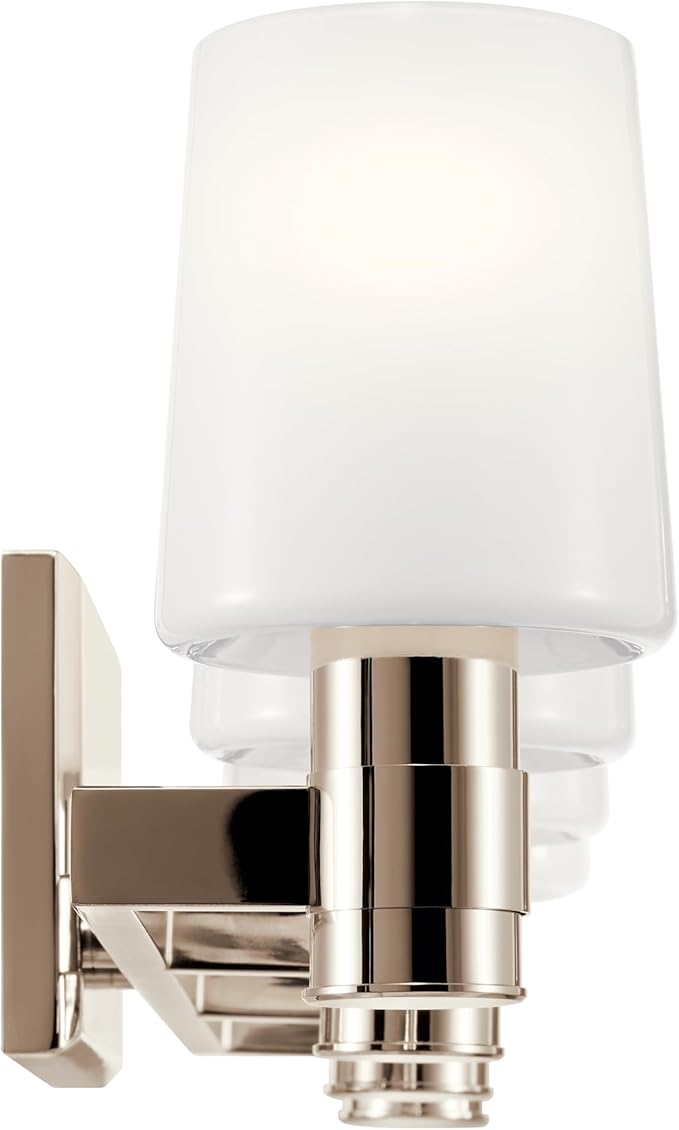Kichler Adani 4-Light Vanity, Modern Light with Opal Glass in Polished Nickel, Bathroom (8.25" x 30"), 55177PN