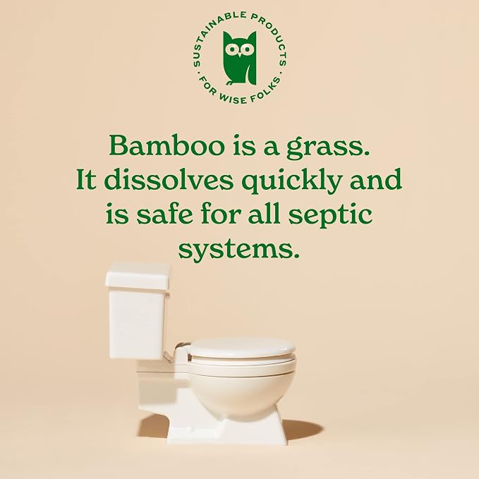 Caboo Tree Free Toilet Paper, Septic Safe Bath Tissue, Quick Dissolving 2 Ply Sheets - 300 Sheets Per Roll, 4 Double Rolls