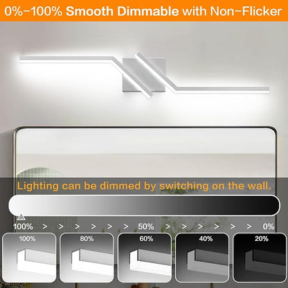32 inch Modern Vanity Lights for Bathroom Nickel Bathroom Light Fixtures Dimmable LED Light for Restroom 6000K Cool White