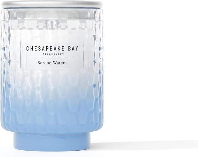 Chesapeake Bay, 8oz Serene Waters Scented Candle, Mood Evoking Fragrance, Textured Sea Glass-Inspired Jar, Premium Soy Blend Wax with Essential Oils, Coastal Fragrance for Home Décor or Gifting