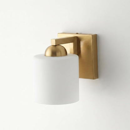 mirrea 1-Light Brushed Gold Bathroom Vanity Light with White Glass Shade | Over Mirror,Wall Sconce,ETL listed,Bathroom Lighting Fixtures,Elegant Design,Milk White Glass Shade,Easy Installation