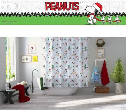 Peanuts Holiday Christmas Bath 13-Piece Shower Curtain Set, 72 x 72 Inch Fabric Curtain with Hooks, Bathroom Decor, Machine Washable, (100% Officially Licensed Product) by Franco Collectibles.