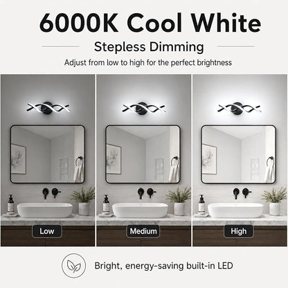Modern Black LED Vanity Lighting,Bathroom Light Fixture Over Mirror,18 Inch,6000K Cool White
