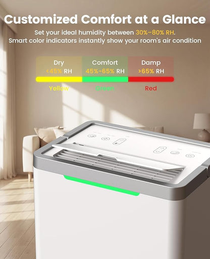 34 Pints Dehumidifier for Basement, with Drain Hose, 38dB Quiet, 2500 Sq.Ft | Continuous Drain, Auto Defrost, 24H Timer, Child Lock, Smart Humidity Control for Home, Large Room, Bedroom, Bathroom
