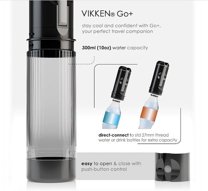 VIKKEN® Go+ Portable Travel Bidet Rechargeable, 300ml+250ml Ivory White | Handheld personal hygiene water jet, men and women; 3 pressure modes, long-press stop; 2 bottles, carry bag