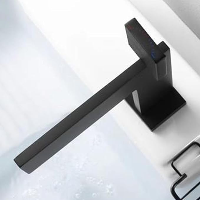 Bathroom Water Faucet Single Hole Waterfall Faucet for Bathroom Sink Single Handle Black