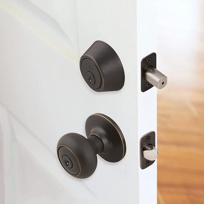 Design House 701813 Cambridge 2-Way Adjustable Deadbolt and Entry Door Knob, Oil Rubbed Bronze