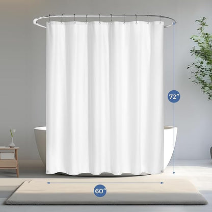 downluxe Waterproof Fabric Shower Curtain Liner, Soft Cloth Shower Liner with Magnets, Machine Washable & Hotel Quality Bathroom Curtain, 60" W x 72" L, Waffle White