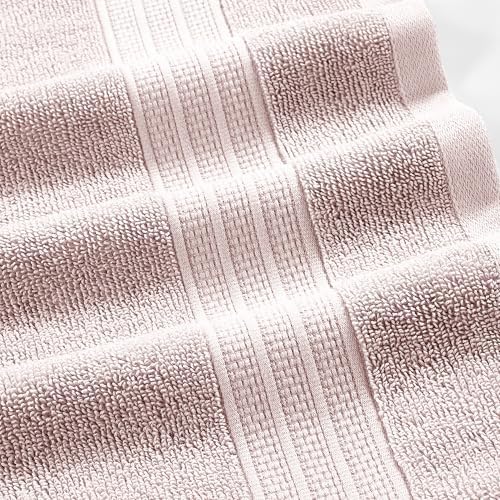 Modern Threads Allie 6-Piece 100% Cotton Towel Set – Jacquard Floral Border – Includes 2 Bath Towels, 2 Hand Towels, 2 Washcloths – Absorbent, Quick Dry, Soft & Durable – Blush Pink