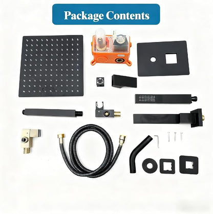 10 Inch Shower Head Set With Valve, Shower Faucet Set With Tub Spout, Rain Shower System, Black Shower Head And Handle Set, Ceiling Mount Shower Trim System