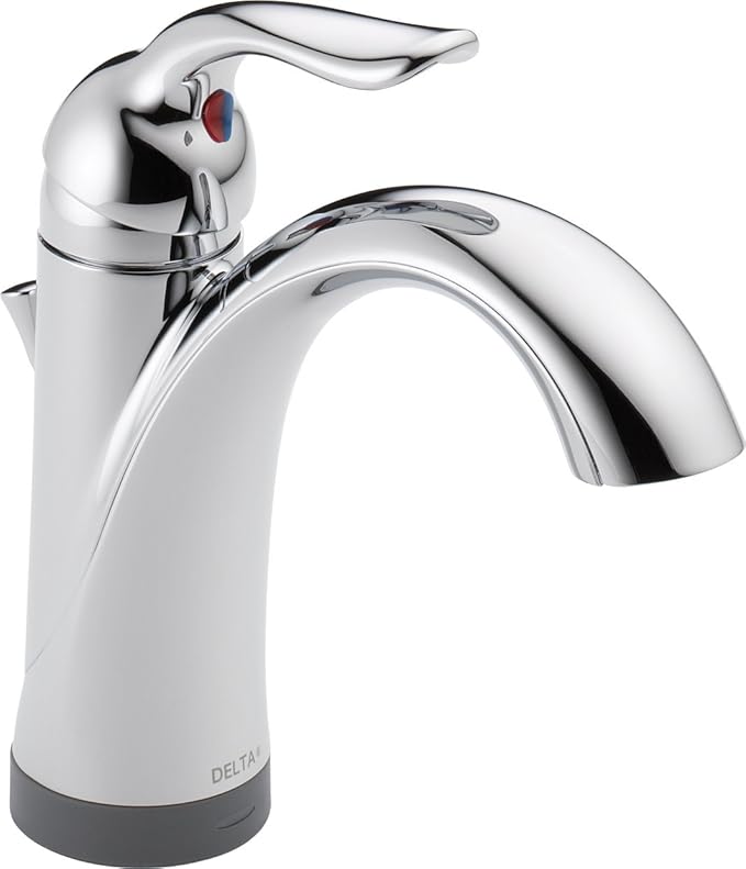 Delta Faucet Lahara Single Hole Bathroom Faucet with Touchless Technology, Chrome Bathroom Sink Faucet, Single Handle Bathroom Faucet, Bath Faucet, Push Pop-Up Drain, Chrome 538T-DST