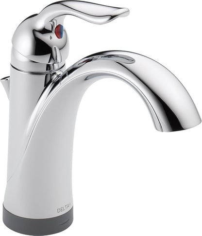 Delta Faucet Lahara Single Hole Bathroom Faucet with Touchless Technology, Chrome Bathroom Sink Faucet, Single Handle Bathroom Faucet, Bath Faucet, Push Pop-Up Drain, Chrome 538T-DST