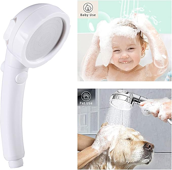 KAIYING High Pressure Handheld Shower Head with ON/OFF Pause Switch, 3 Spray Modes Shower Wand with Shut Off Button, Removable Camper Shower Head with Hose and Adjustable Angle Bracket (White) | 3 Spray Modes Shower Wand with Shut Off Button, Camper & ...